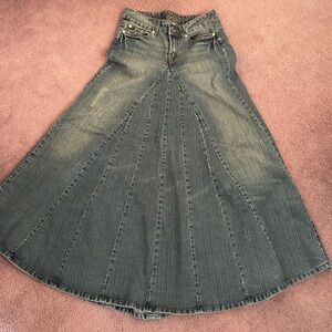 Full denim maxi skirt, stretch fabric